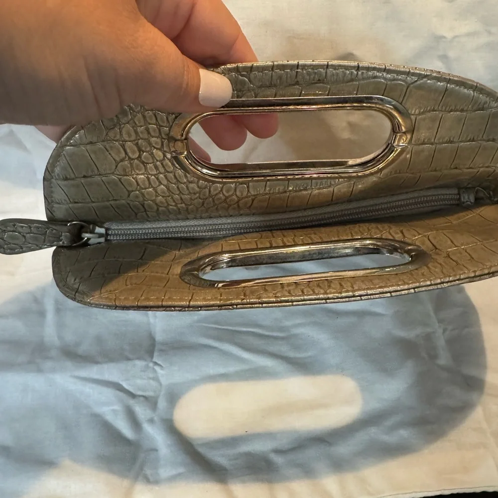 Nine West Metallic Crocodile-Embossed Clutch